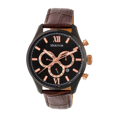 Heritor Automatic Benedict Leather-Band Watch w/Day/Date - HERHR6806
