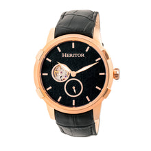 Load image into Gallery viewer, Heritor Automatic Callisto Semi-Skeleton Leather-Band Watch - Rose Gold/Black - HERHR7205
