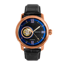 Load image into Gallery viewer, Heritor Automatic Maxim Semi-Skeleton Leather-Band Watch - Rose Gold/Black - HERHR8604
