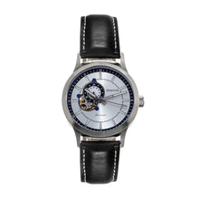 Load image into Gallery viewer, Heritor Automatic Oscar Semi-Skeleton Leather-Band Watch - Silver/Black - HERHS1002
