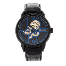 Load image into Gallery viewer, Heritor Automatic Sanford Semi-Skeleton Leather-Band Watch - Black - HERHR8305