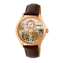 Load image into Gallery viewer, Heritor Automatic Winthrop Leather-Band Skeleton Watch - Rose Gold/Silver - HERHR7305
