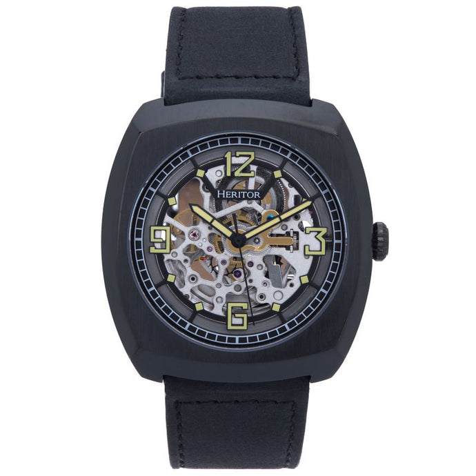 Heritor Automatic Gatling Skeletonized Leather-Band Watch - HERHS2305