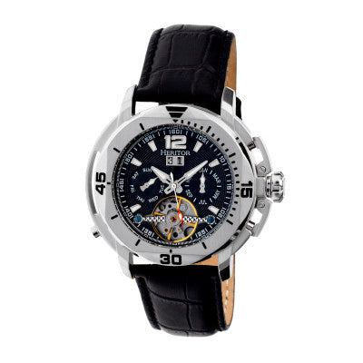 Heritor Automatic Lennon Semi-Skeleton Leather-Band Watch - HERHR2802