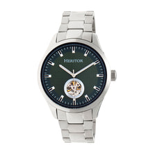 Load image into Gallery viewer, Heritor Automatic Crew Semi-Skeleton Bracelet Watch - Silver/Olive - HERHR7010
