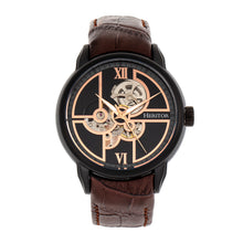 Load image into Gallery viewer, Heritor Automatic Sanford Semi-Skeleton Leather-Band Watch - Black/Brown - HERHR8306