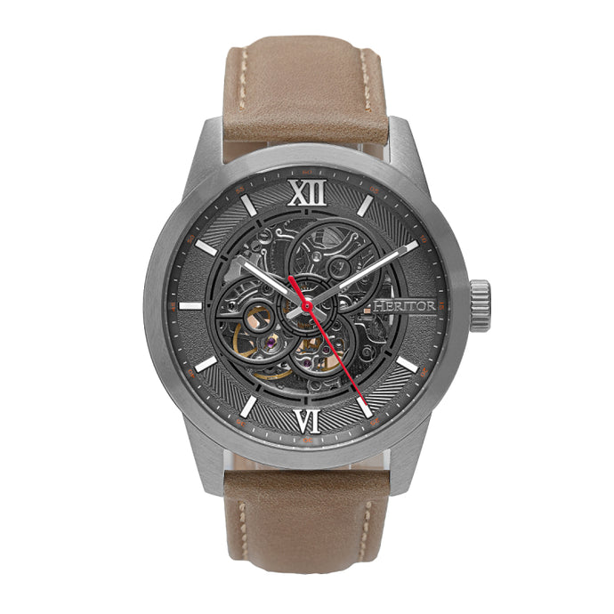 Heritor Automatic Jonas Leather-Band Skeleton Watch - HERHR9504