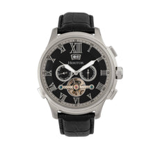 Load image into Gallery viewer, Heritor Automatic Hudson Semi-Skeleton Leather-Band Watch w/Day/Date - Black/Silver - HERHR7502
