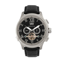 Load image into Gallery viewer, Heritor Automatic Hudson Semi-Skeleton Leather-Band Watch w/Day/Date - Black/Silver - HERHR7502
