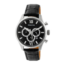 Load image into Gallery viewer, Heritor Automatic Benedict Leather-Band Watch w/ Day/Date - Silver/Black - HERHR6802
