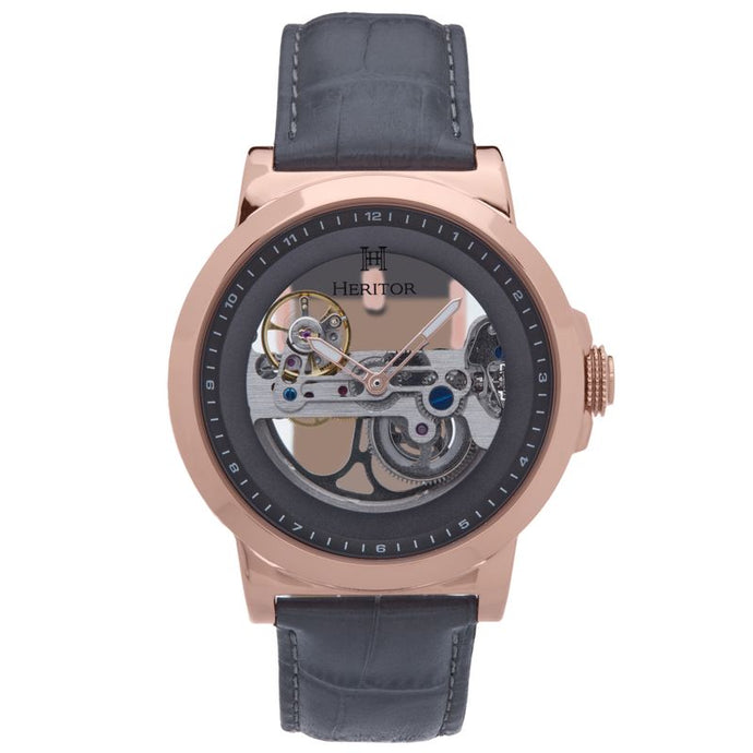 Heritor Automatic Xander Semi-Skeleton Leather-Band Watch - HERHS2404