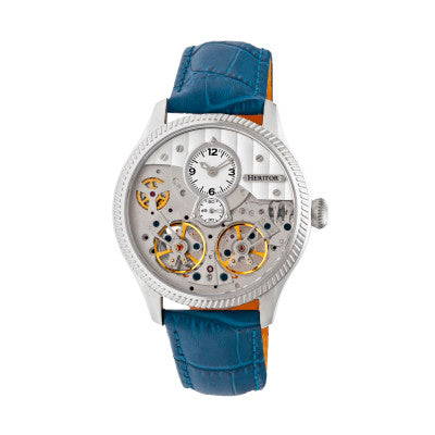 Heritor Automatic Winthrop Leather-Band Skeleton Watch - HERHR7303