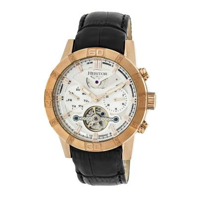 Heritor Automatic Hannibal Semi-Skeleton Leather-Band Watch - HERHR4105