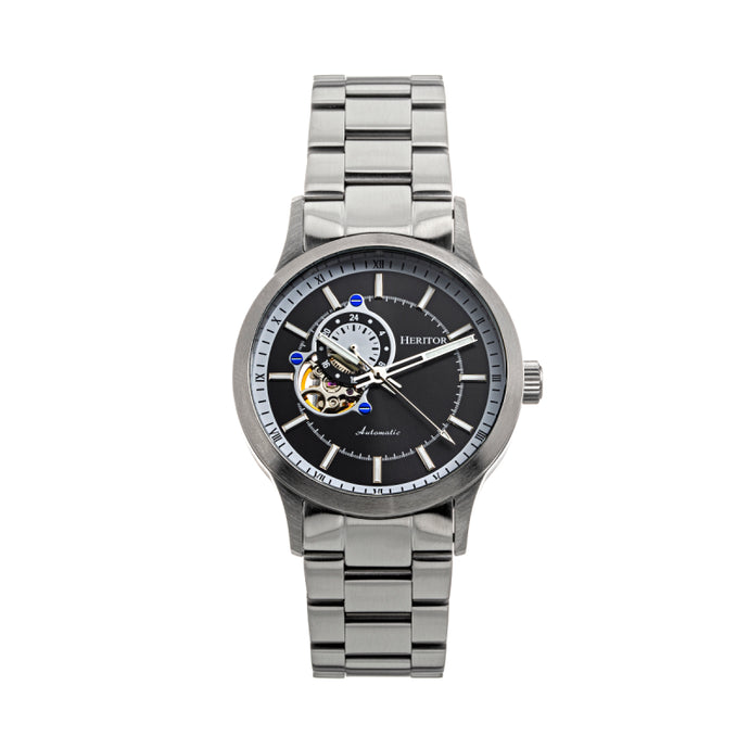 Heritor Automatic Oscar Semi-Skeleton Leather-Band Watch - HERHS1006
