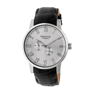 Heritor Automatic Romulus Leather-Band Watch - Silver - HERHR6403