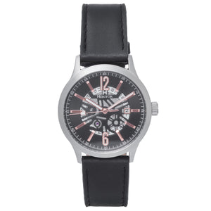 Heritor Automatic Dayne Leather-Band Watch w/Date - Black/Rose Gold - HERHS2605