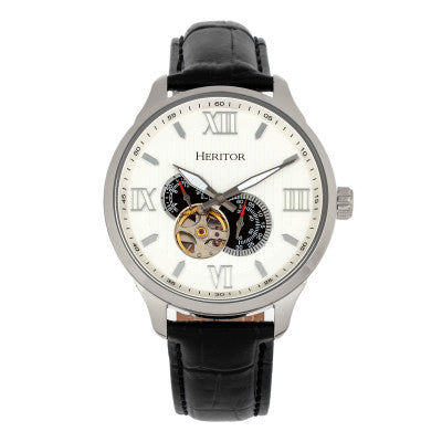 Heritor Automatic Harding Semi-Skeleton Leather-Band Watch - HERHR9001