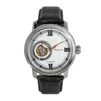 Heritor Automatic Maxim Semi-Skeleton Leather-Band Watch - HERHR8601