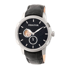 Load image into Gallery viewer, Heritor Automatic Callisto Semi-Skeleton Leather-Band Watch - Silver/Black - HERHR7202