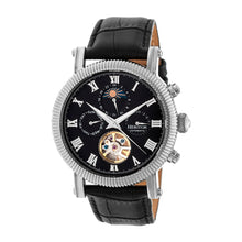 Load image into Gallery viewer, Heritor Automatic Winston Semi-Skeleton Leather-Band Watch - Silver/Black - HERHR5202
