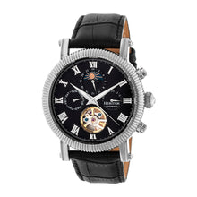 Load image into Gallery viewer, Heritor Automatic Winston Semi-Skeleton Leather-Band Watch - Silver/Black - HERHR5202