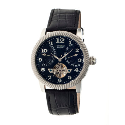 Heritor Automatic Piccard Semi-Skeleton Leather-Band Watch - HERHR2002