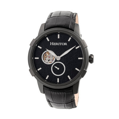 Heritor Automatic Callisto Semi-Skeleton Leather-Band Watch - HERHR7206
