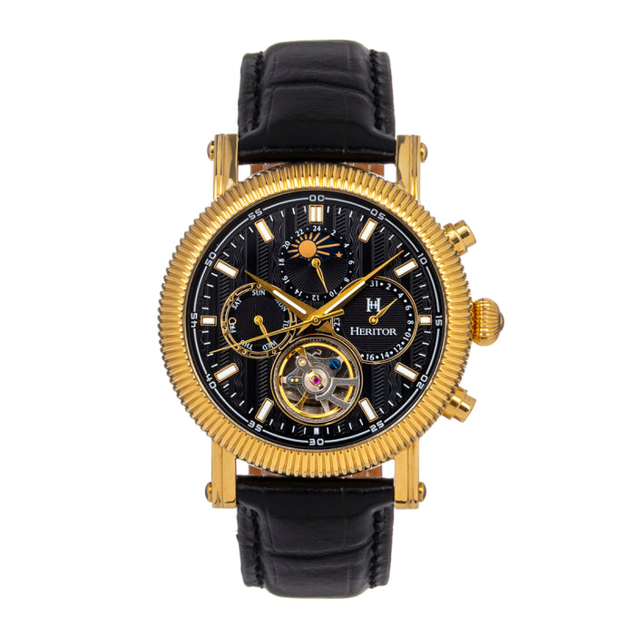 Heritor Automatic Barnsley Semi-Skeleton Leather-Band Watch - HERHS1803