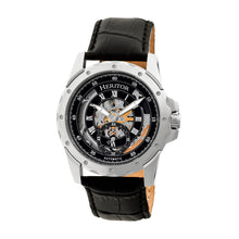 Load image into Gallery viewer, Heritor Automatic Armstrong Skeleton Leather-Band Watch - Silver/Black - HERHR3402
