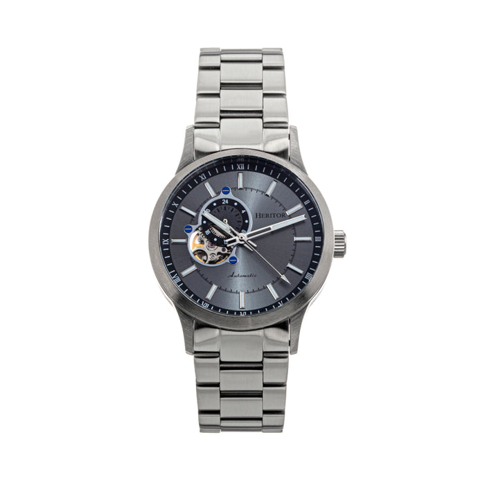 Heritor Automatic Oscar Semi-Skeleton Leather-Band Watch - HERHS1008