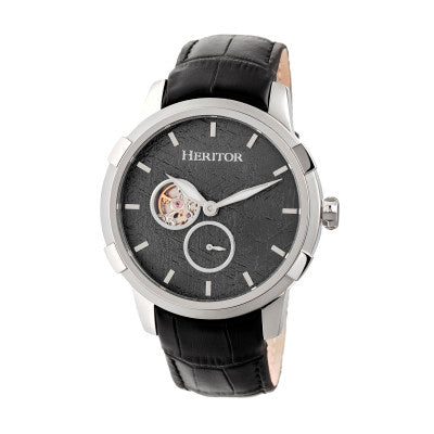 Heritor Automatic Callisto Semi-Skeleton Leather-Band Watch - HERHR7201