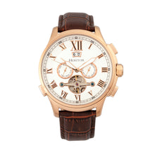 Load image into Gallery viewer, Heritor Automatic Hudson Semi-Skeleton Leather-Band Watch w/Day/Date - Brown/Rose Gold - HERHR7504
