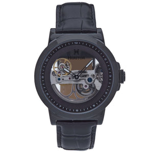 Heritor Automatic Xander Semi-Skeleton Leather-Band Watch