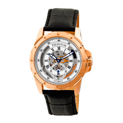 Heritor Automatic Armstrong Skeleton Leather-Band Watch - HERHR3405