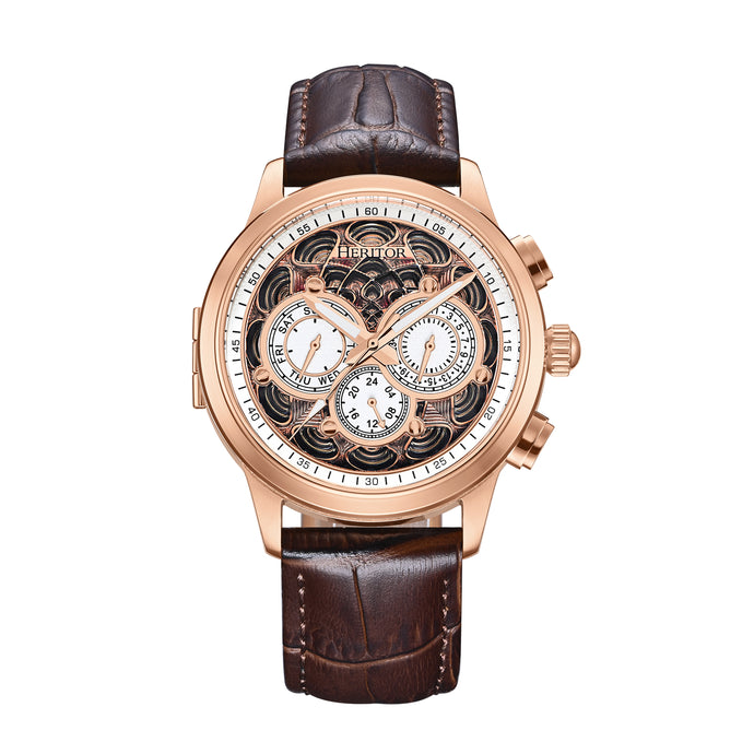 Heritor Automatic Apostle Leather Band Watch w/ Day-Date - HERHS2705