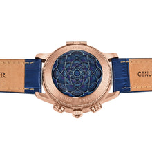 Load image into Gallery viewer, Heritor Automatic Apostle Leather Band Watch w/ Day-Date - Blue/Rose Gold - HERHS2707