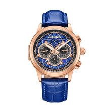 Load image into Gallery viewer, Heritor Automatic Apostle Leather Band Watch w/ Day-Date - Blue/Rose Gold - HERHS2707
