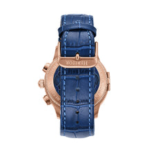 Load image into Gallery viewer, Heritor Automatic Apostle Leather Band Watch w/ Day-Date - Blue/Rose Gold - HERHS2707