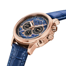 Load image into Gallery viewer, Heritor Automatic Apostle Leather Band Watch w/ Day-Date - Blue/Rose Gold - HERHS2707