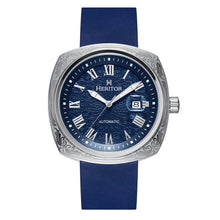 Load image into Gallery viewer, Heritor Automatic Davenport Engraved-Case Leather-Band Watch w/ Date - Silver/Blue - HERHS3202