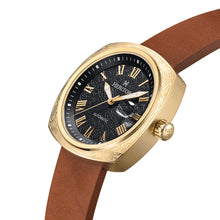 Load image into Gallery viewer, Heritor Automatic Davenport Engraved-Case Leather-Band Watch w/ Date - Gold/Brown - HERHS3203