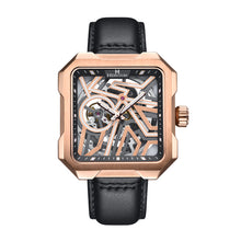 Load image into Gallery viewer, Heritor Automatic Campbell Leather-Band Skeleton Watch - Rose Gold/Black - HERHS3303