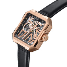 Load image into Gallery viewer, Heritor Automatic Campbell Leather-Band Skeleton Watch - Rose Gold/Black - HERHS3303