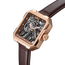 Load image into Gallery viewer, Heritor Automatic Campbell Leather-Band Skeleton Watch - Rose Gold/Brown - HERHS3304