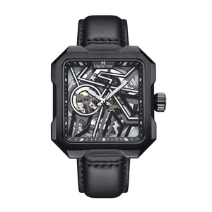 Heritor Automatic Campbell Leather-Band Skeleton Watch - Black - HERHS3305