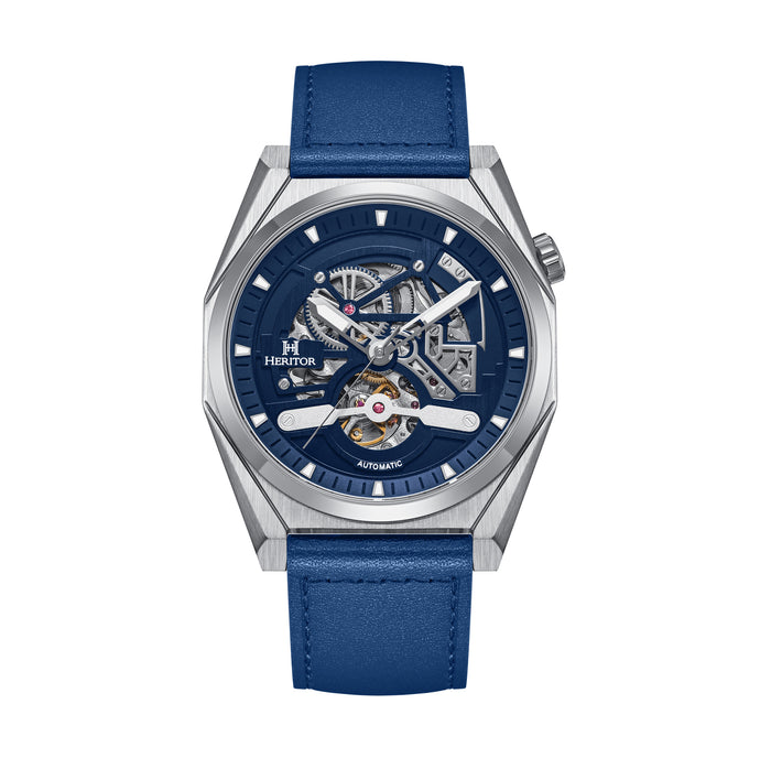 Heritor Automatic Amadeus Semi-Skeleton Leather-Band Watch - HERHS3402