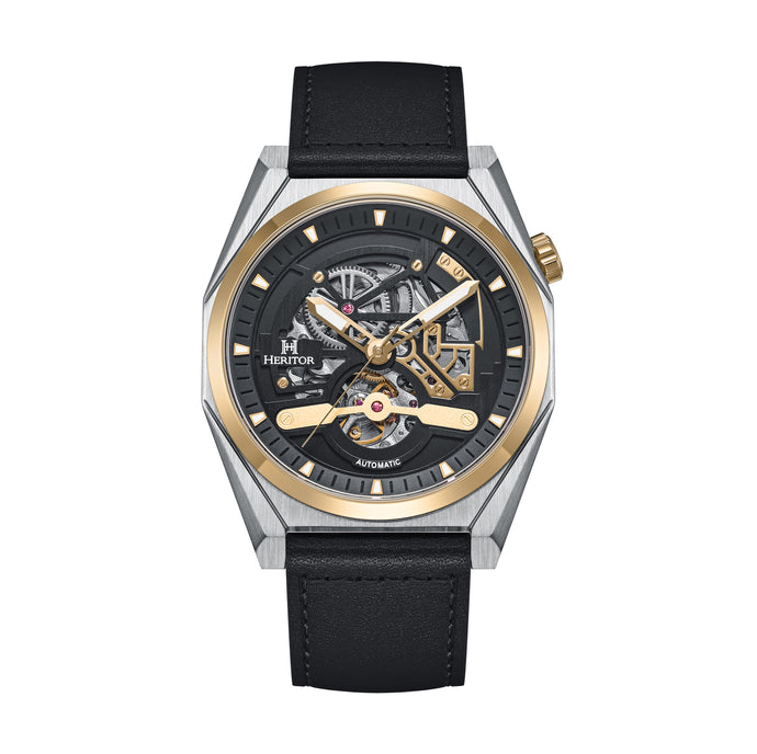 Heritor Automatic Amadeus Semi-Skeleton Leather-Band Watch - HERHS3403