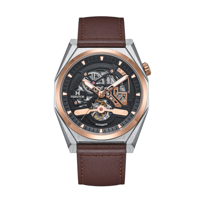 Heritor Automatic Amadeus Semi-Skeleton Leather-Band Watch - HERHS3404