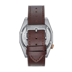 Heritor Automatic Amadeus Semi-Skeleton Leather-Band Watch - Rose Gold/Brown - HERHS3404