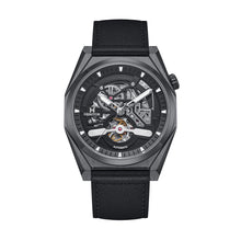 Load image into Gallery viewer, Heritor Automatic Amadeus Semi-Skeleton Leather-Band Watch - Black/Black - HERHS3405